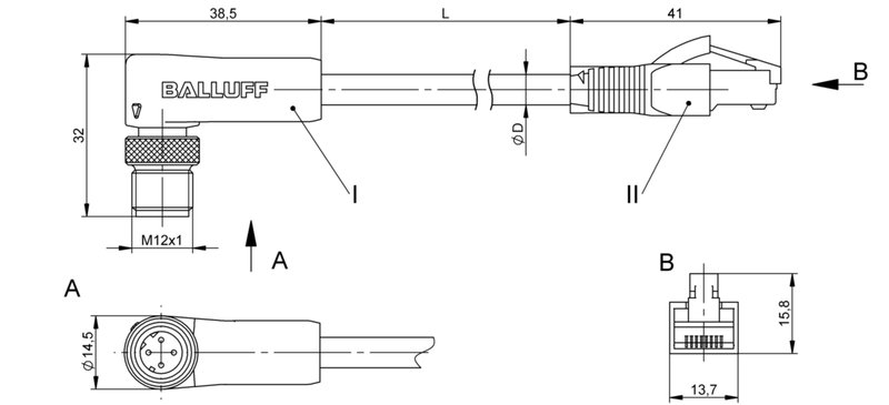Соединительный кабель Balluff BCC M424-E894-8G-695-EX64N9-300