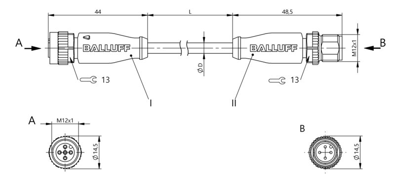 Соединительный кабель Balluff BCC M415-M414-3A-304-EX44T2-1D5