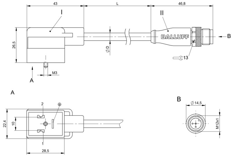 Соединительный кабель Balluff BCC VB03-M413-3E-666-PX0350-003