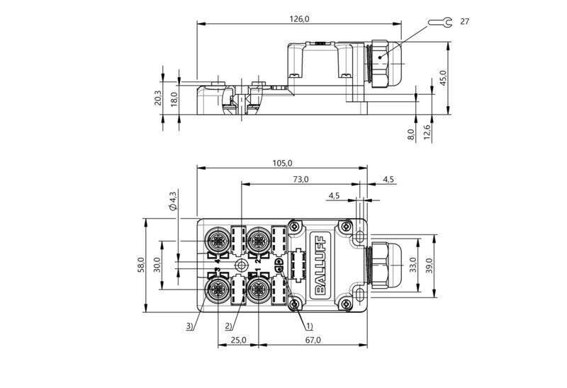 Распределительная коробка Balluff BPI 4M4A4P-2K-00-TPS9