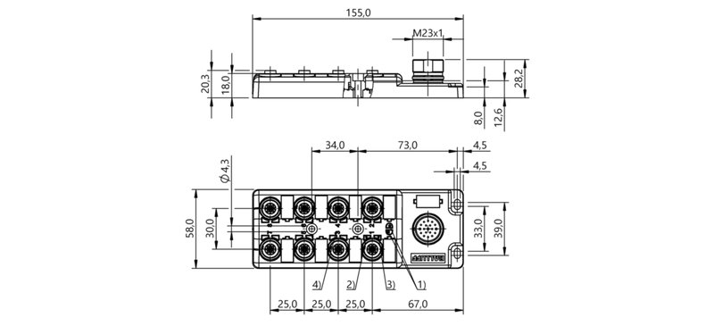Распределительная коробка Balluff BPI 8M4A5P-2K-B0-SM6LT