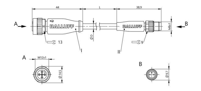 Соединительный кабель Balluff BCC M415-M313-3F-300-VX8334-015