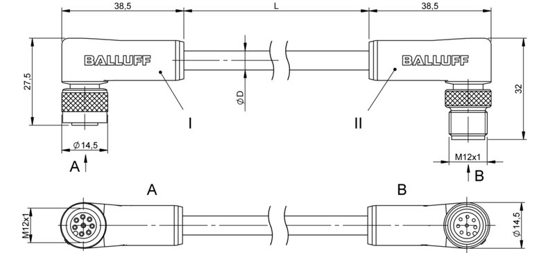 Соединительный кабель Balluff BCC M428-M428-3A-351-PS0825-020