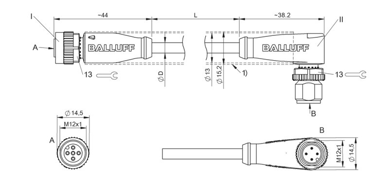 Соединительный кабель Balluff BCC M415-M424-3A-304-EX44T2-020-C008
