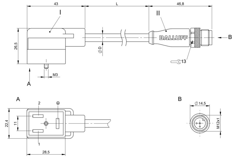 Соединительный кабель Balluff BCC VB43-M413-3E-666-PX0350-030