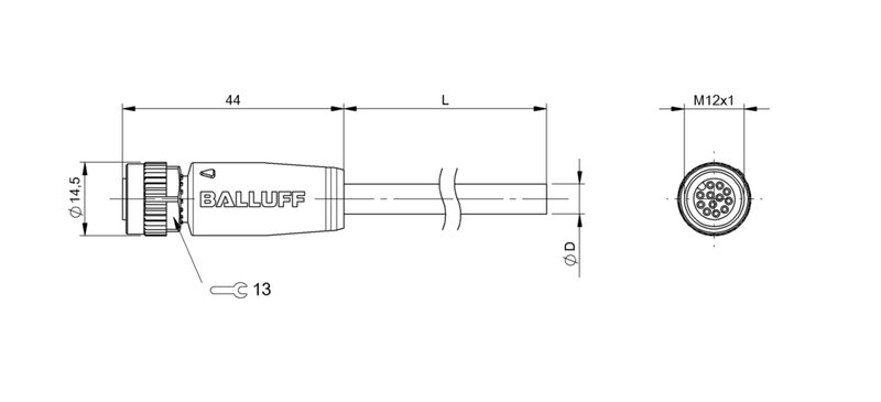 Разъем с кабелем Balluff BCC M41C-0000-1A-049-VX8C25-050
