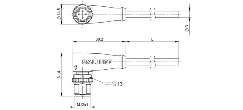 Разъем с кабелем Balluff BCC M424-0000-2A-008-EX44T2-050