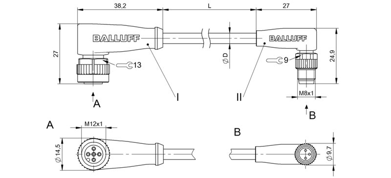 Соединительный кабель Balluff BCC M425-M323-3F-602-VX8334-020