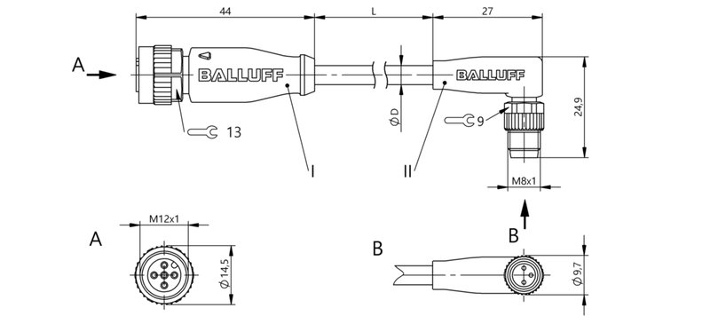 Соединительный кабель Balluff BCC M415-M323-3F-300-PX0334-006