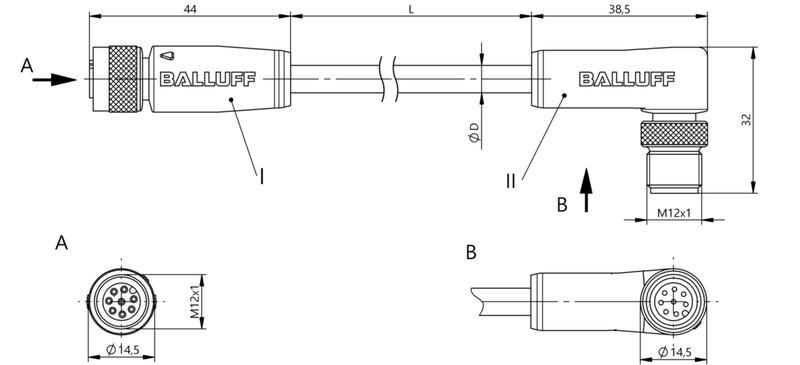 Соединительный кабель Balluff BCC M418-M428-3A-351-PS0825-050