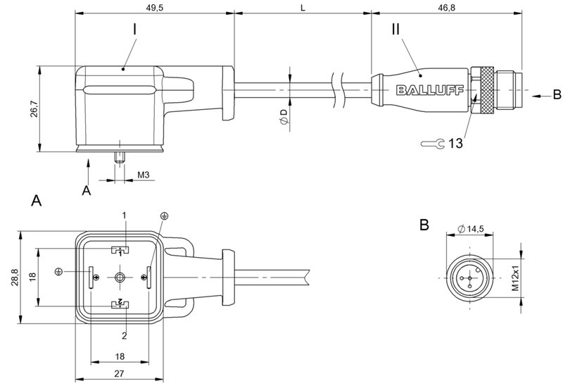 Соединительный кабель Balluff BCC VA04-M413-3E-664-VX8350-015