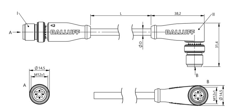 Соединительный кабель Balluff BCC M414-M424-6D-366-EX64N9-150