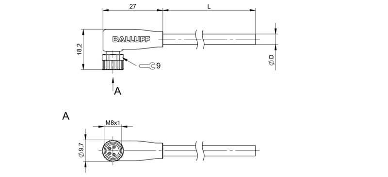 Разъем с кабелем Balluff BCC M324-0000-10-003-PX0434-030