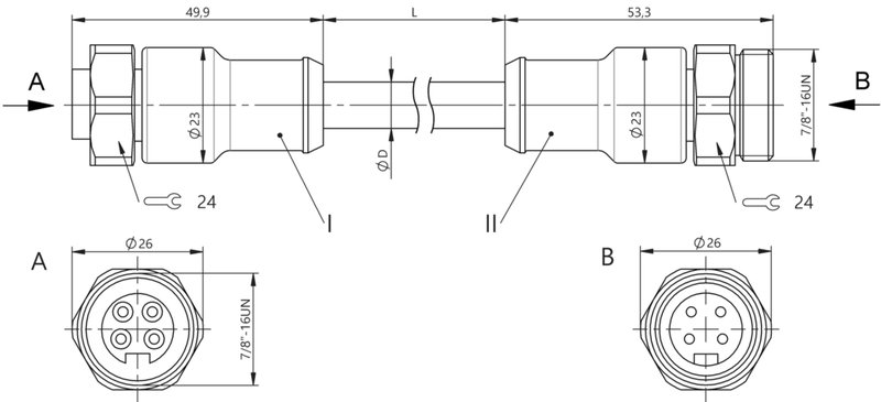 Соединительный кабель Balluff BCC C3B4-C3B4-30-304-YX84A5-020-C009