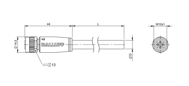 Разъем с кабелем Balluff BCC M414-0000-1S-140-PX04A5-200