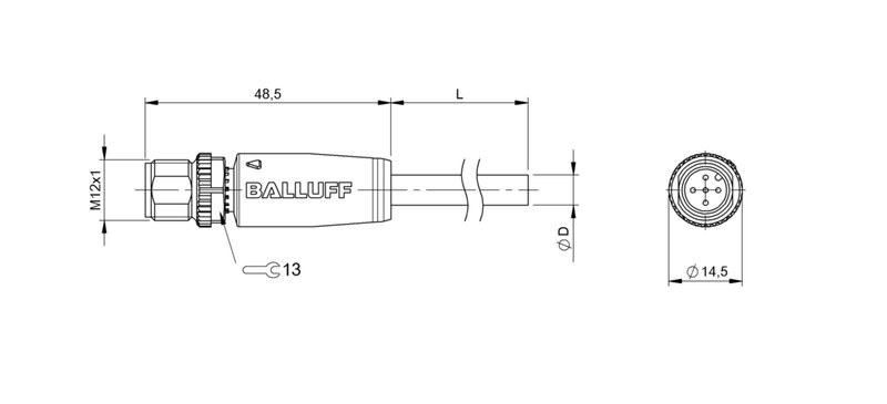 Разъем с кабелем Balluff BCC M415-0000-2A-067-PS75N6-050