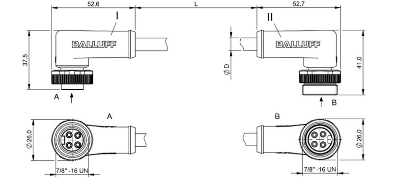 Соединительный кабель Balluff BCC A324-A324-30-304-VX44W6-500