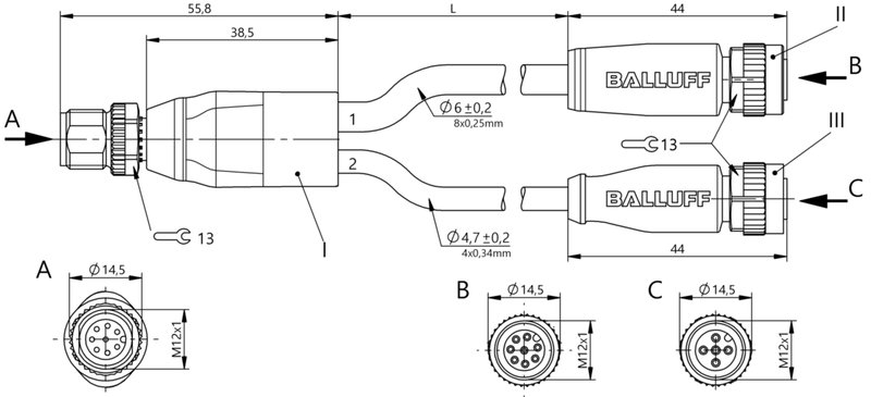 Y-образный распределитель Balluff BCC M418-M418-M415-U2059-003