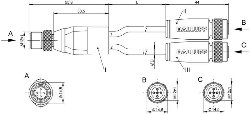 Y-образный распределитель Balluff BCC W414-W415-W415-U2044-003