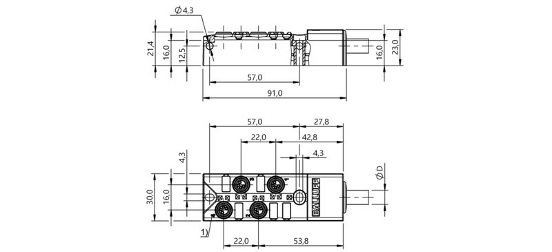 Распределительная коробка Balluff BPI 4M3040-5K-B0-KPXA0-050