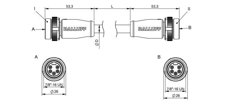 Соединительный кабель Balluff BCC A315-A315-60-330-VS85N6-010