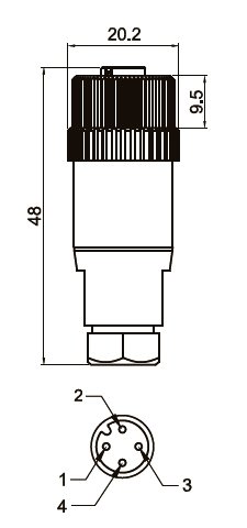 Разъем LANBAO QE12-N4F 1001