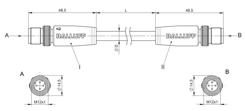 Соединительный кабель Balluff BCC M414-M414-6D-338-ES34N9-400