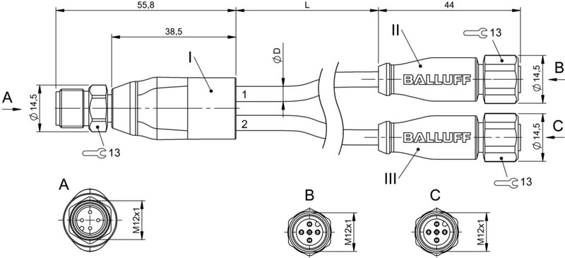 Y-образный распределитель Balluff BCC S414-S415-S415-U2043-015