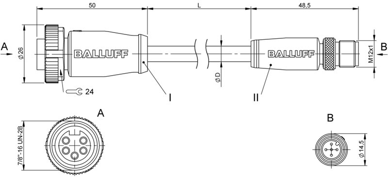 Соединительный кабель Balluff BCC A315-M415-3E-330-VS85N6-030