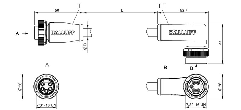 Соединительный кабель Balluff BCC A315-A325-30-330-VS85N6-060
