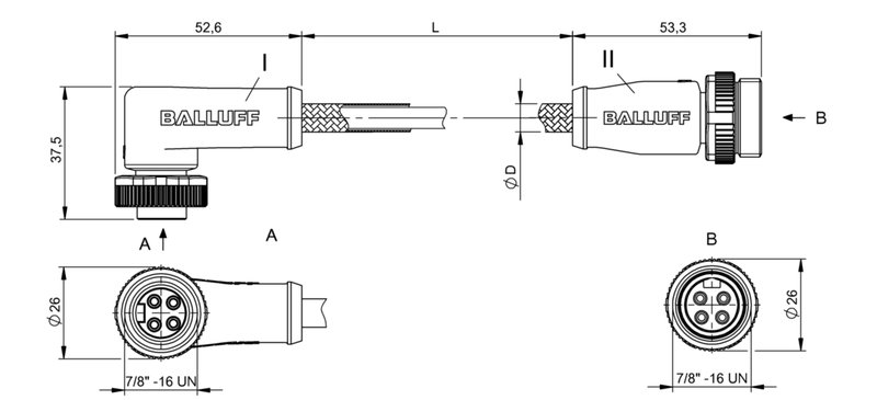 Соединительный кабель Balluff BCC B324-B314-30-304-MW8434-015