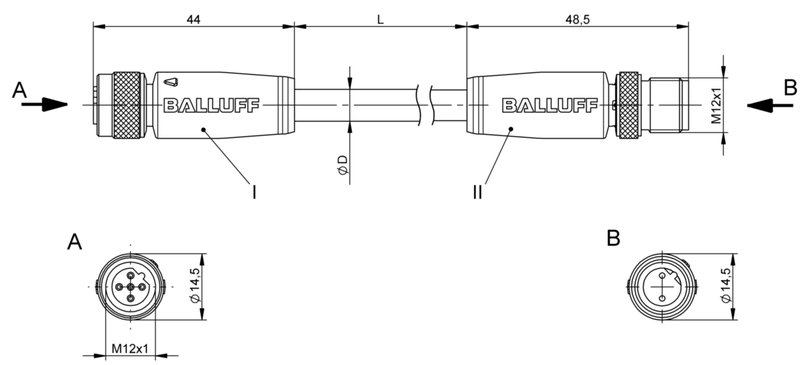 Соединительный кабель Balluff BCC M415-M412-3B-329-PS72N1-035