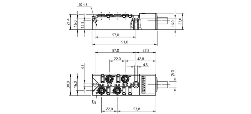Распределительная коробка Balluff BPI 4M3030-5K-B0-KPX60-100