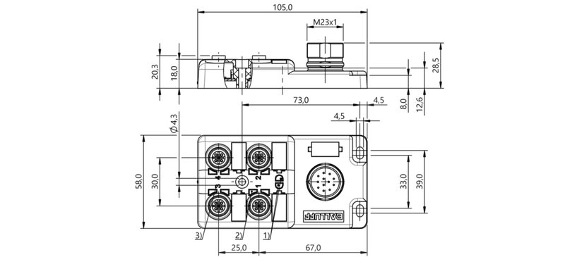 Распределительная коробка Balluff BPI 4M4A4N-2K-B0-SM6CT