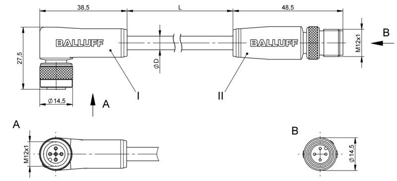 Соединительный кабель Balluff BCC W425-W414-3A-650-SW0434-050