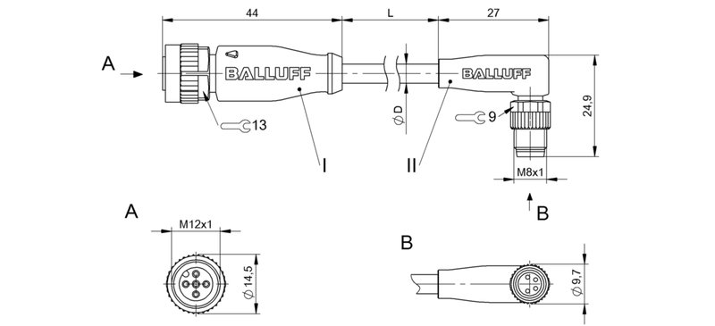 Соединительный кабель Balluff BCC M415-M324-3F-607-EX44T2-010