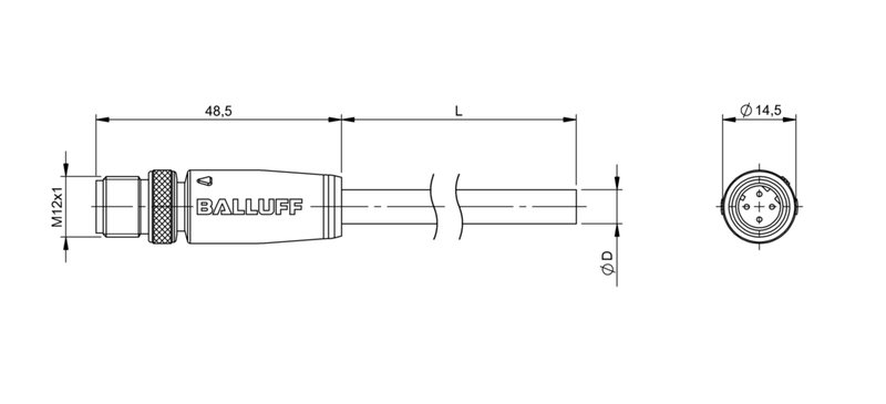 Разъем с кабелем Balluff BCC M414-0000-2D-168-ES64N9-400