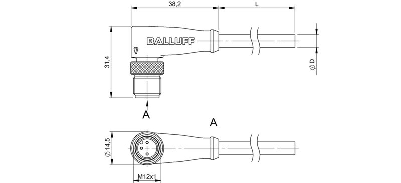 Разъем с кабелем Balluff BCC M423-0000-2A-037-VS8334-100