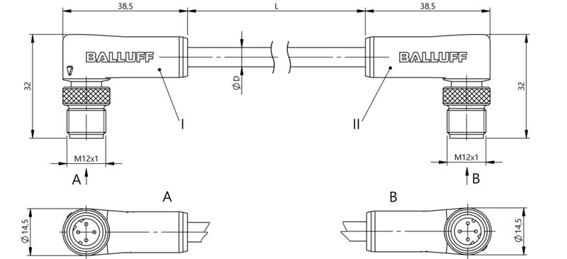 Соединительный кабель Balluff BCC M424-M424-6D-331-PS54N2-150