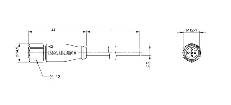 Разъем с кабелем Balluff BCC S415-0000-1A-004-PX0334-200