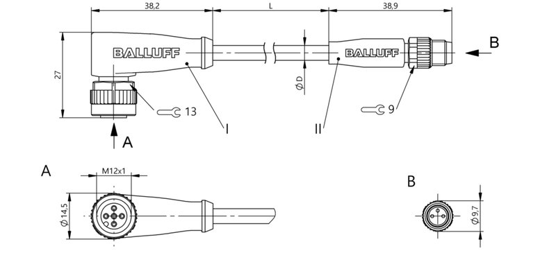 Соединительный кабель Balluff BCC M425-M313-3F-602-PX43T2-015