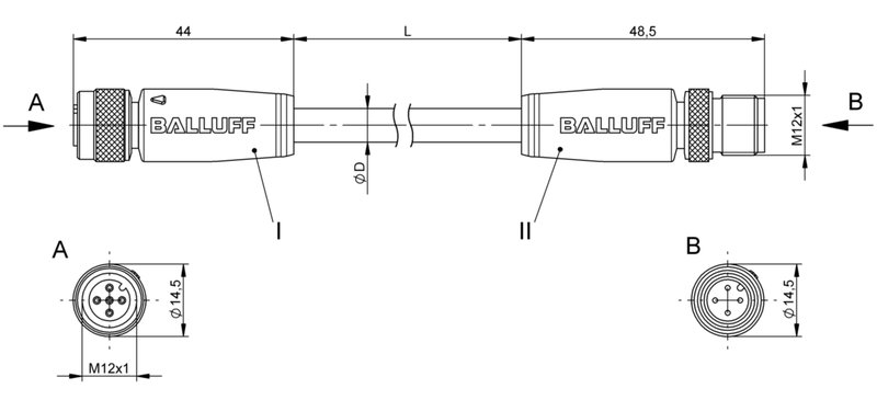 Соединительный кабель Balluff BCC W415-W414-3A-650-TW0434-006