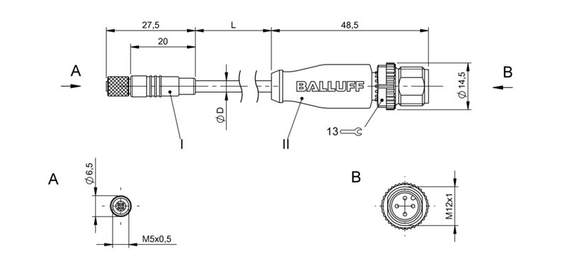Соединительный кабель Balluff BCC M214-M414-3E-304-PX0414-003