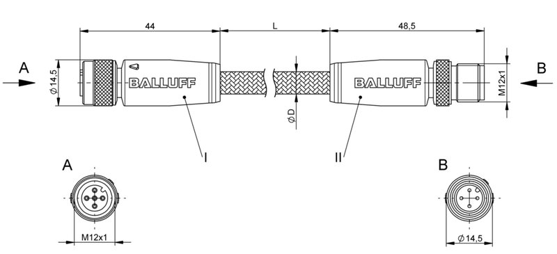 Соединительный кабель Balluff BCC W415-W414-3A-304-MW8434-030