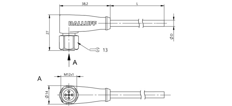 Разъем с кабелем Balluff BCC S425-0000-1A-004-VX8334-150