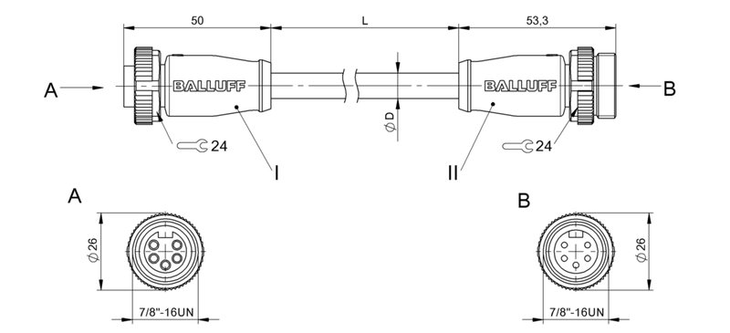 Соединительный кабель Balluff BCC A315-A315-30-330-VS85N5-040