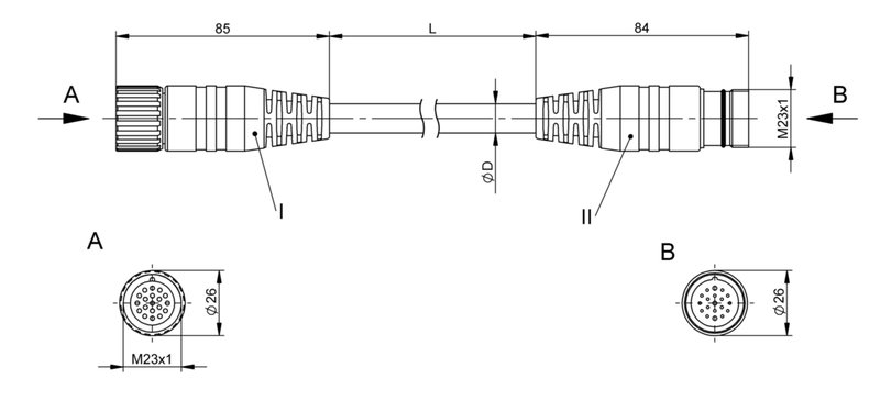 Соединительный кабель Balluff BCC M61L-M61L-30-350-PX0LP4-050
