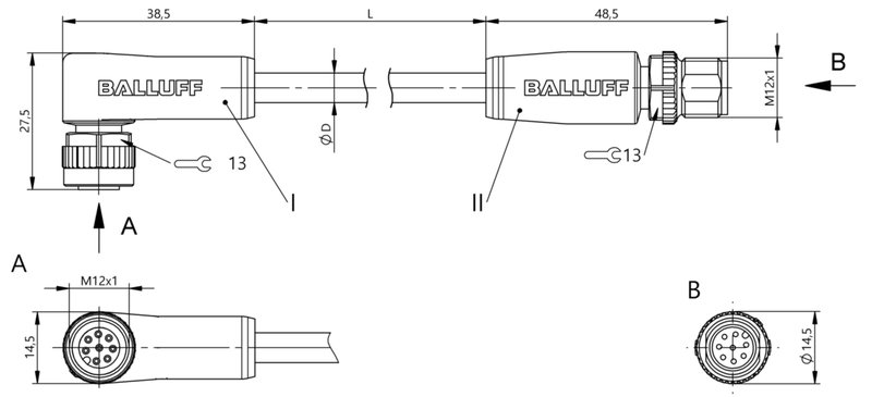 Соединительный кабель Balluff BCC M428-M418-3A-342-PX0825-150