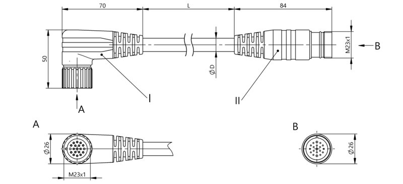Соединительный кабель Balluff BCC M62L-M61L-30-350-PX0LP4-250