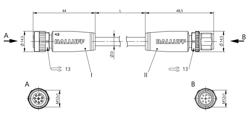 Соединительный кабель Balluff BCC M418-M418-3A-320-PX4825-010-C033